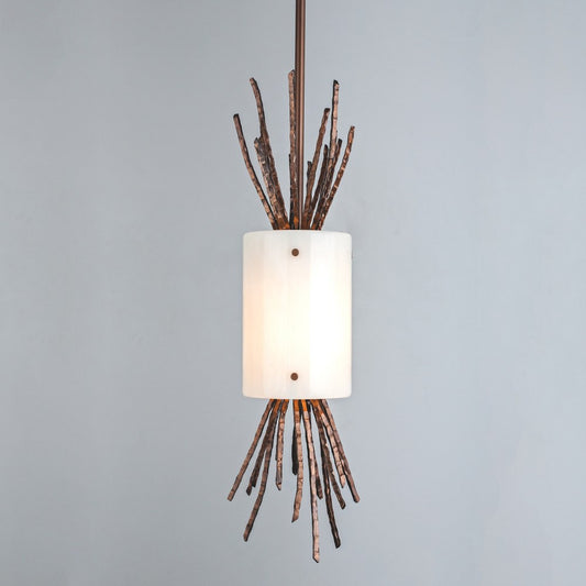 Ironwood Thistle Pendant Light - Oiled Rubbed Bronze/Ivory Wisp