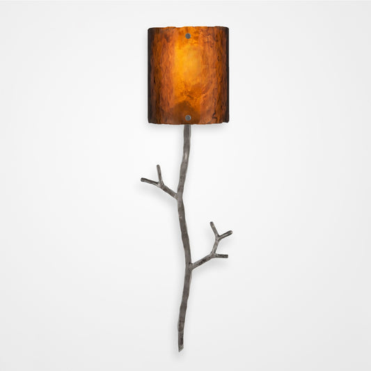 Ironwood Twig Glass Wall Sconce - Satin Nickel/Bronze Granite