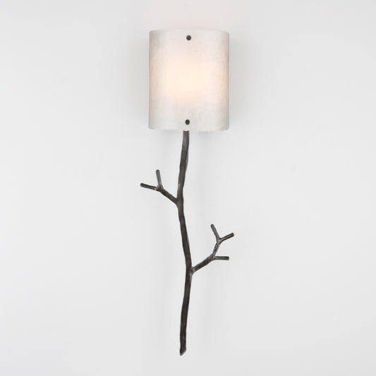 Ironwood Twig Glass Wall Sconce - Gunmetal/Frosted Granite