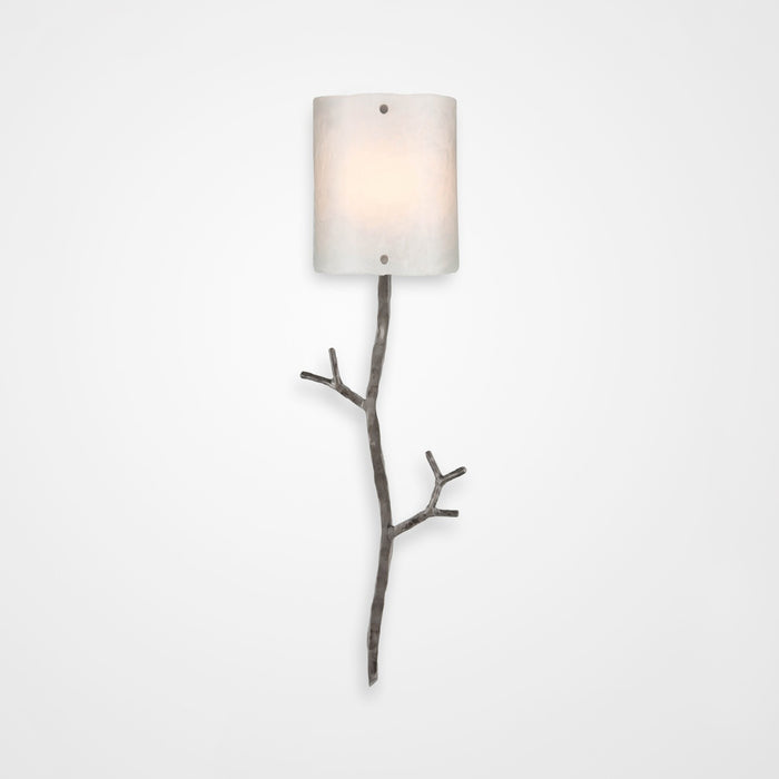 Ironwood Twig Glass Wall Sconce - Satin Nickel/Frosted Granite