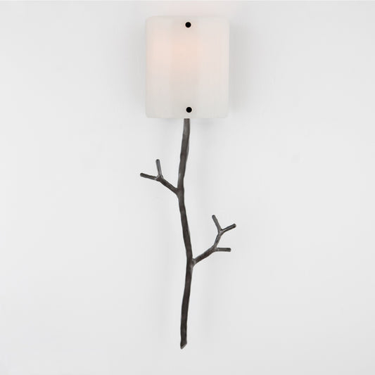 Ironwood Twig Glass Wall Sconce - Gunmetal/Ivory Wisp
