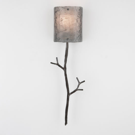 Ironwood Twig Glass Wall Sconce - Gunmetal/Smoke Granite