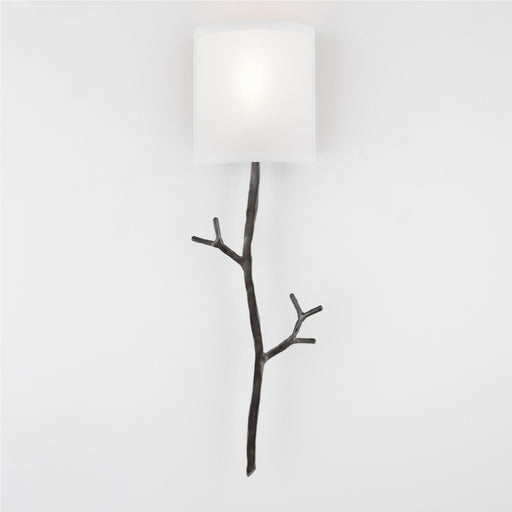 Ironwood Twig Linen Wall Sconce - Gunmetal/Linen Shade