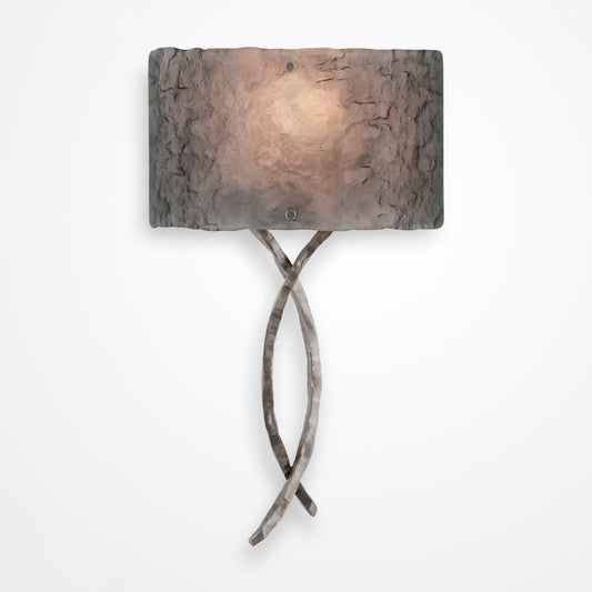 Ironwood Twist Glass Wall Sconce - Satin Nickel/Smoke Granite