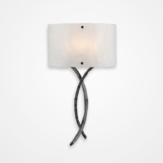 Ironwood Twist Glass Wall Sconce - Gunmetal/Frosted Granite
