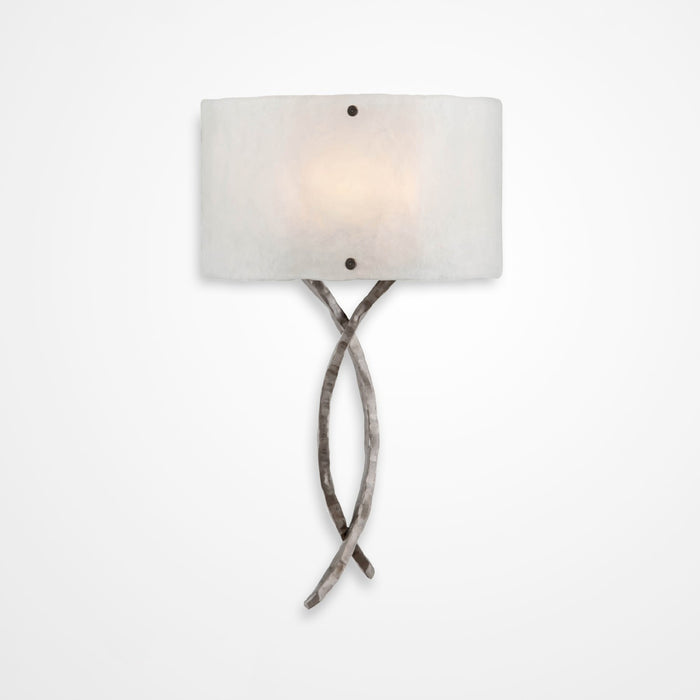Ironwood Twist Glass Wall Sconce - Satin Nickel/Frosted Granite