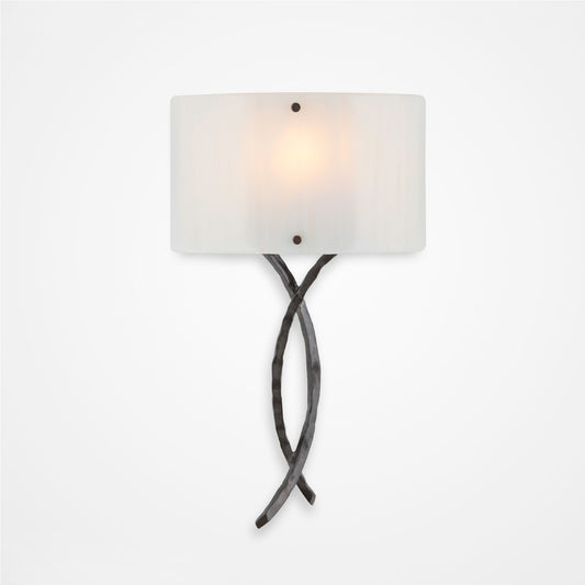Ironwood Twist Glass Wall Sconce - Gunmetal/Ivory Wisp