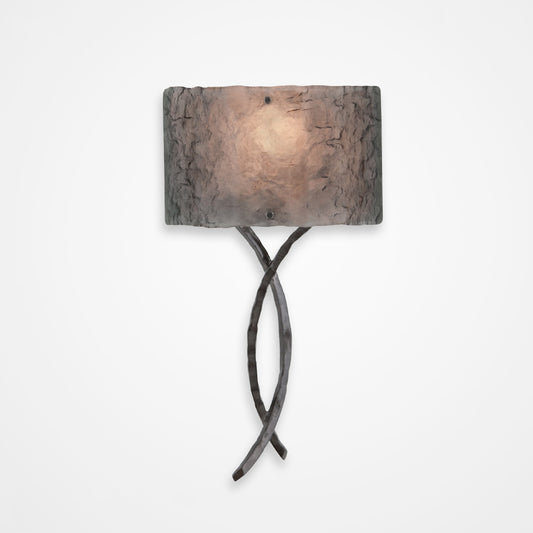 Ironwood Twist Glass Wall Sconce - Gunmetal/Smoke Granite