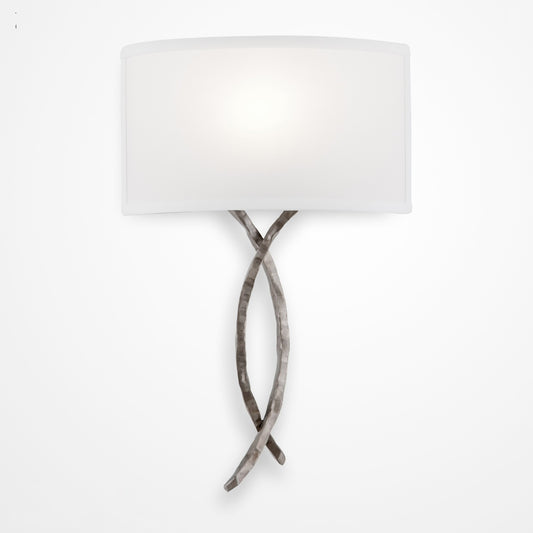 Ironwood Twist Linen Wall Sconce - Satin Nickel/Linen Shade