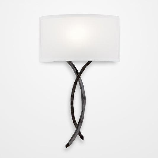Ironwood Twist Linen Wall Sconce - Gunmetal/Linen Shade
