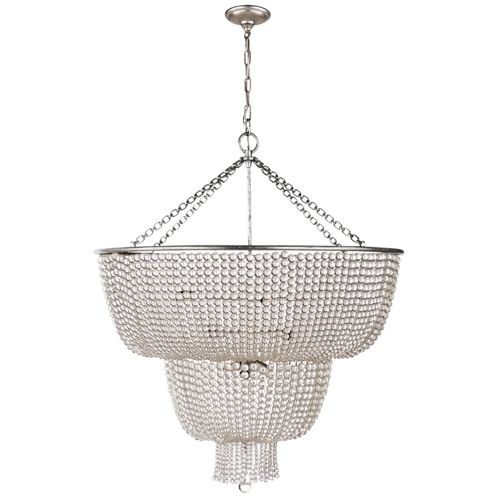 Jacqueline Two-Tier Chandelier - Burnished Silver Leaf/Clear Glass