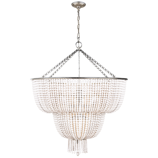 Jacqueline Two-Tier Chandelier - Burnished Silver Leaf/White Acrylic