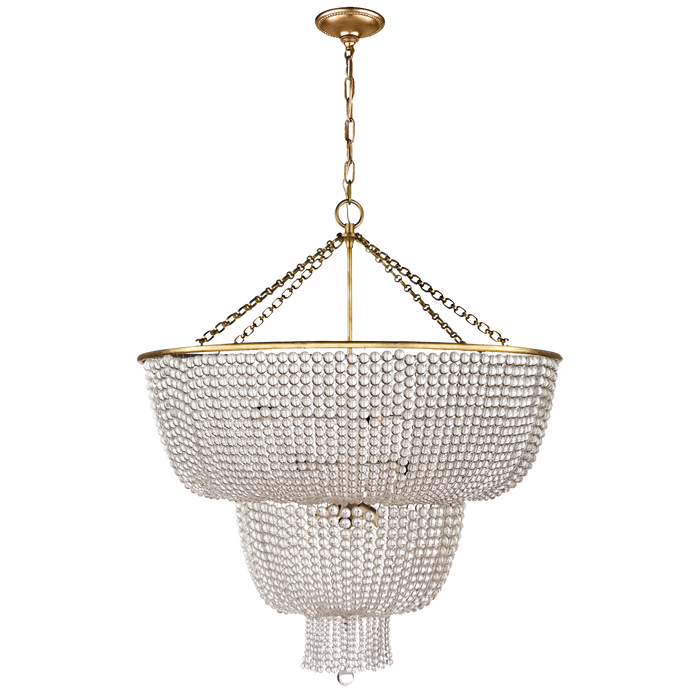 Jacqueline Two-Tier Chandelier - Hand-Rubbed Antique Brass/Clear Glass