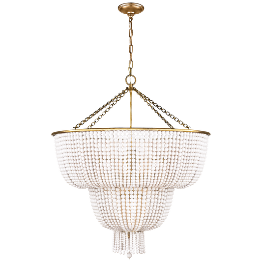 Jacqueline Two-Tier Chandelier - Hand-Rubbed Antique Brass/White Acrylic