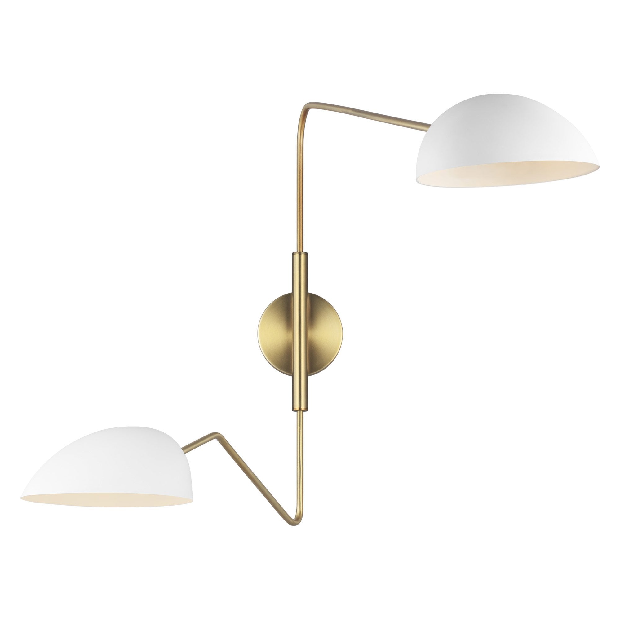 Jane Double Task Sconce - Matte White/Burnished Brass Finish