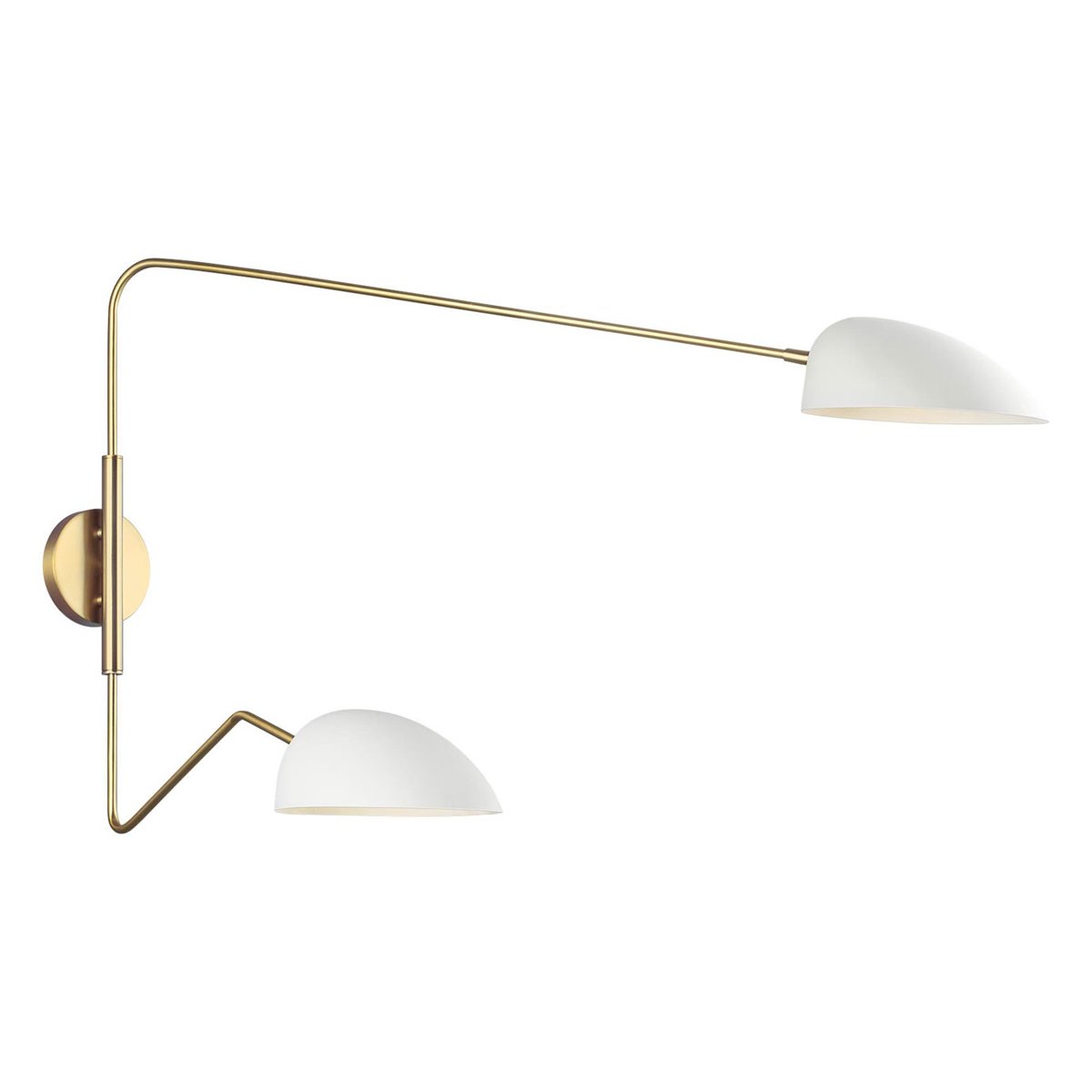 Jane Double Task Sconce - Matte White/Burnished Brass Finish