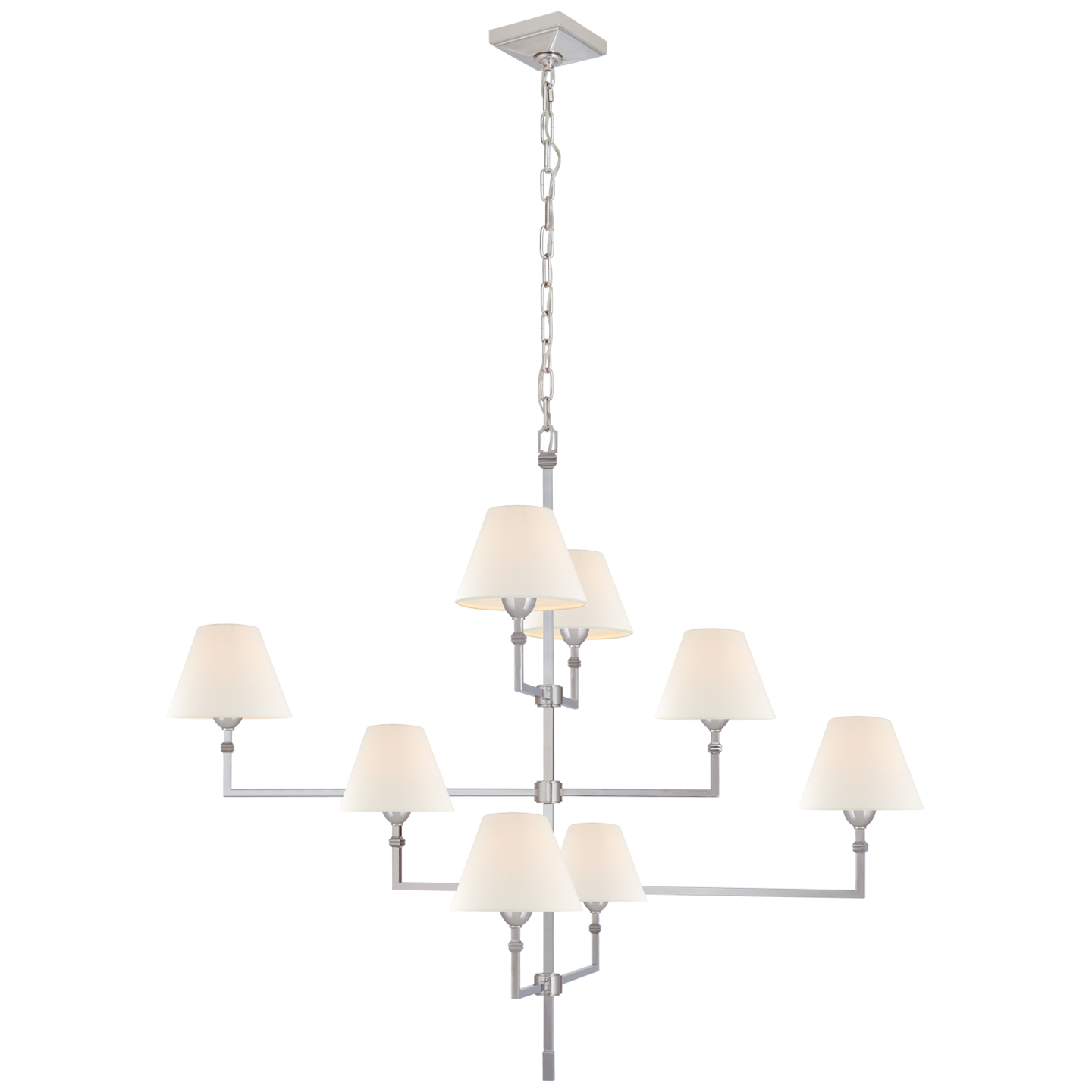 Jane Large Offset Chandelier - Polished Nickel Finish