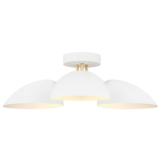 Jane Semi-Flush Mount - Matte White/Burnished Brass Finish