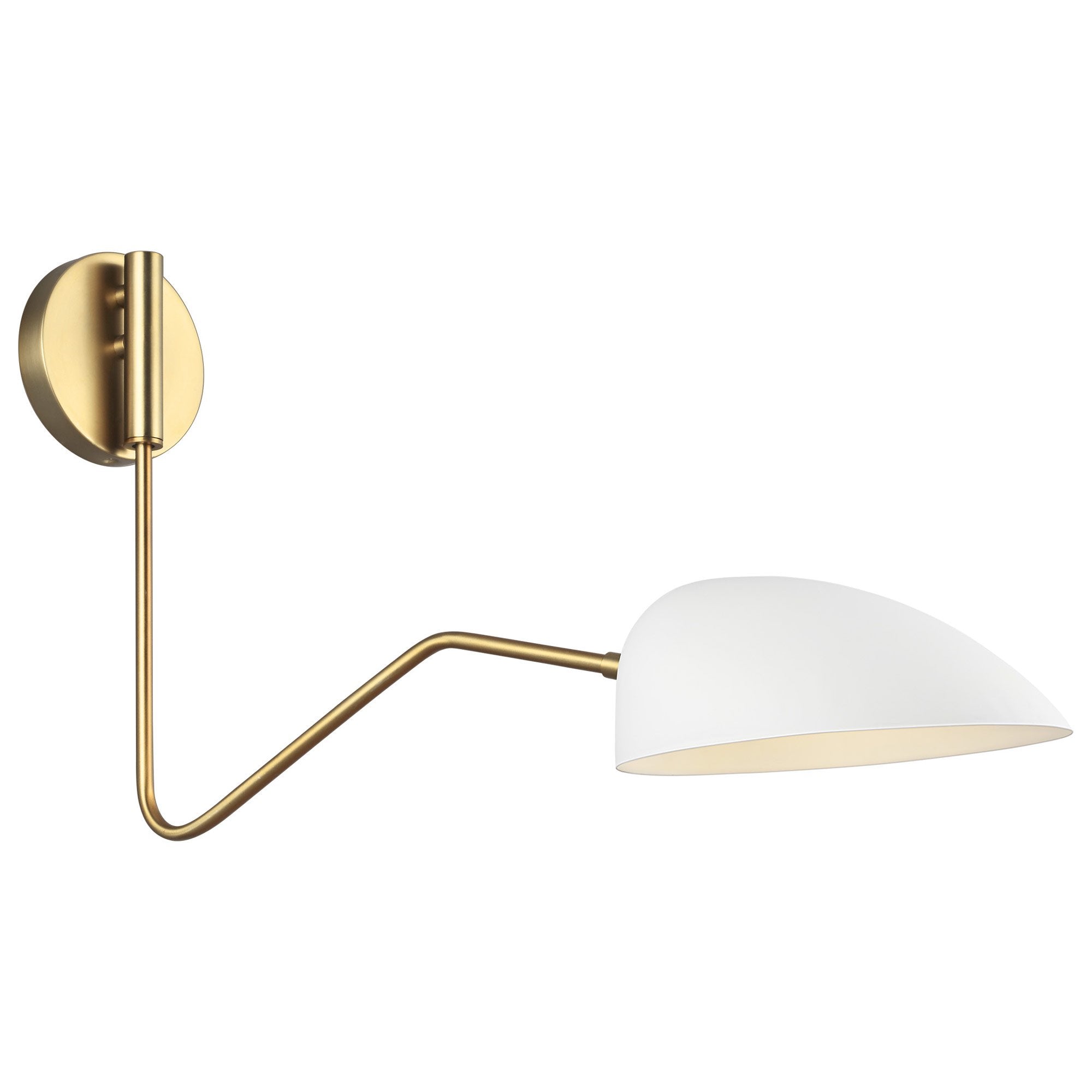 Jane Task Sconce - Matte White/Burnished Brass Finish