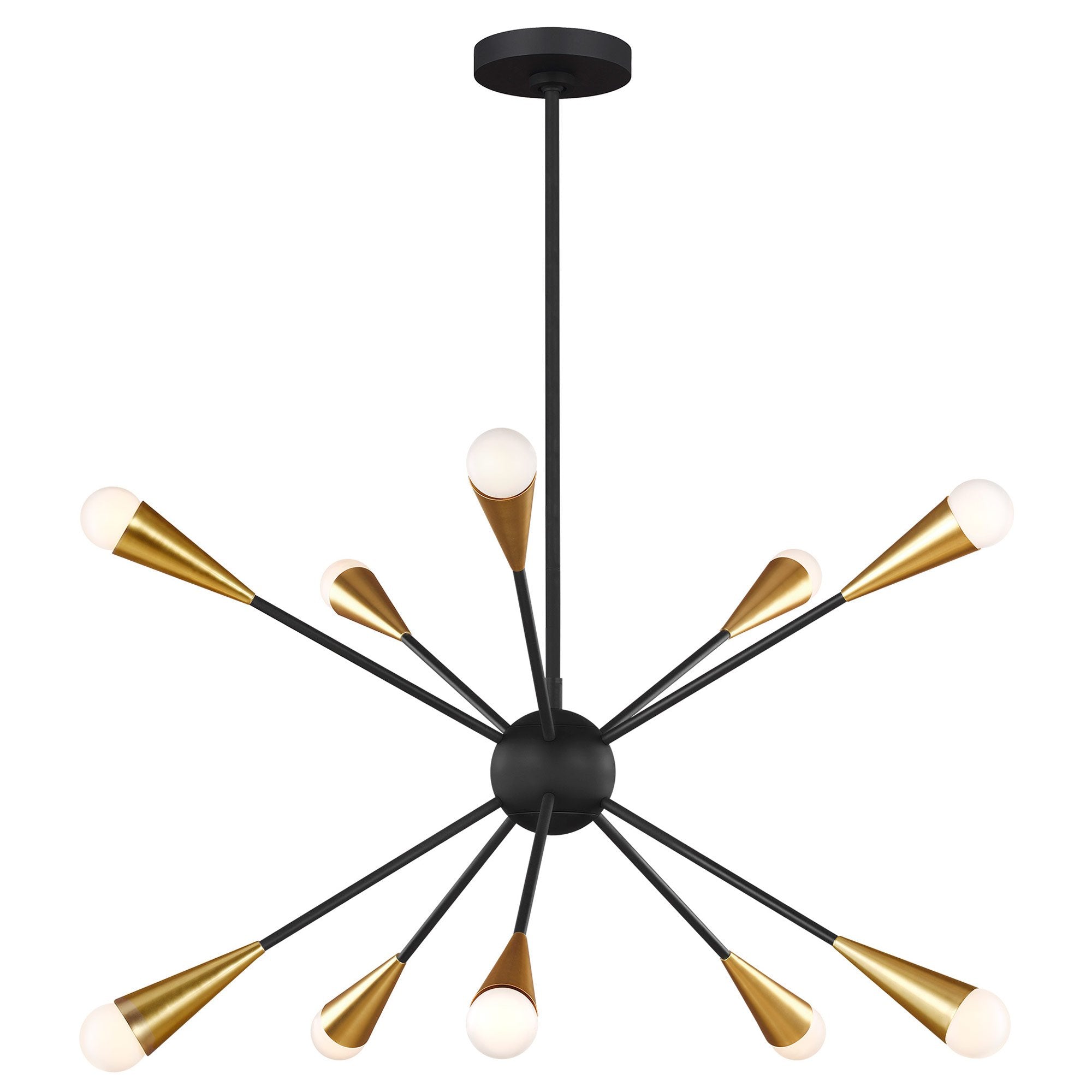 Jax Medium Chandelier - Matte Black/Burnished Brass Finish