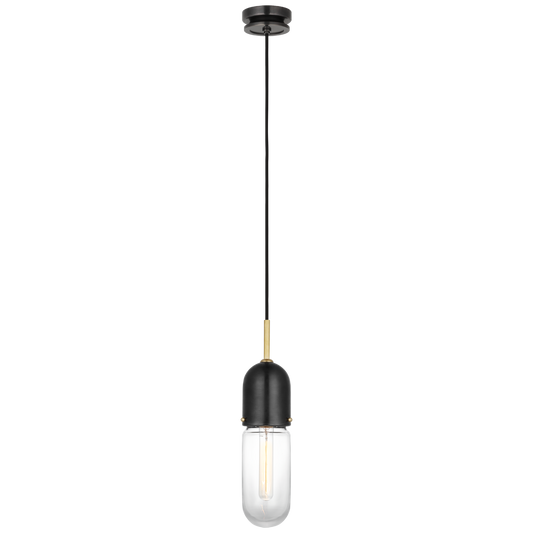 Junio Single Light Pendant Bronze/Hand-Rubbed Antique Brass Clear Glass