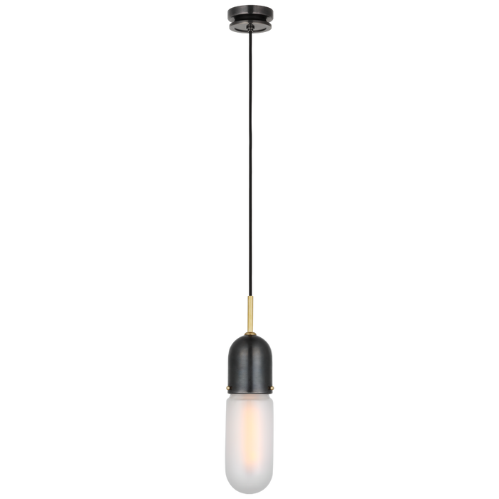 Junio Single Light Pendant Bronze/Hand-Rubbed Antique Brass Frosted Glass