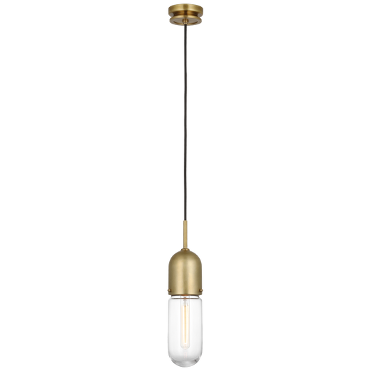 Junio Single Light Pendant Hand-Rubbed Antique Brass Clear Glass