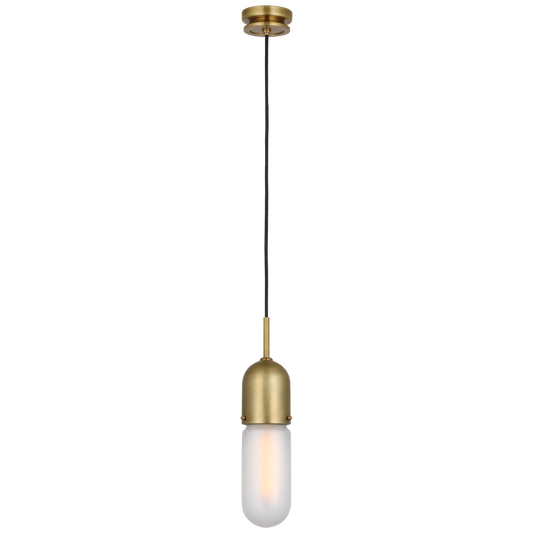 Junio Single Light Pendant Hand-Rubbed Antique Brass Frosted Glass