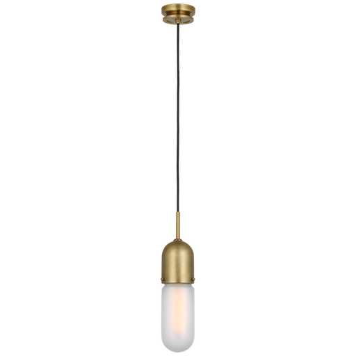 Junio Single Light Pendant Hand-Rubbed Antique Brass Frosted Glass
