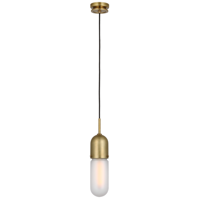 Junio Single Light Pendant Hand-Rubbed Antique Brass Frosted Glass