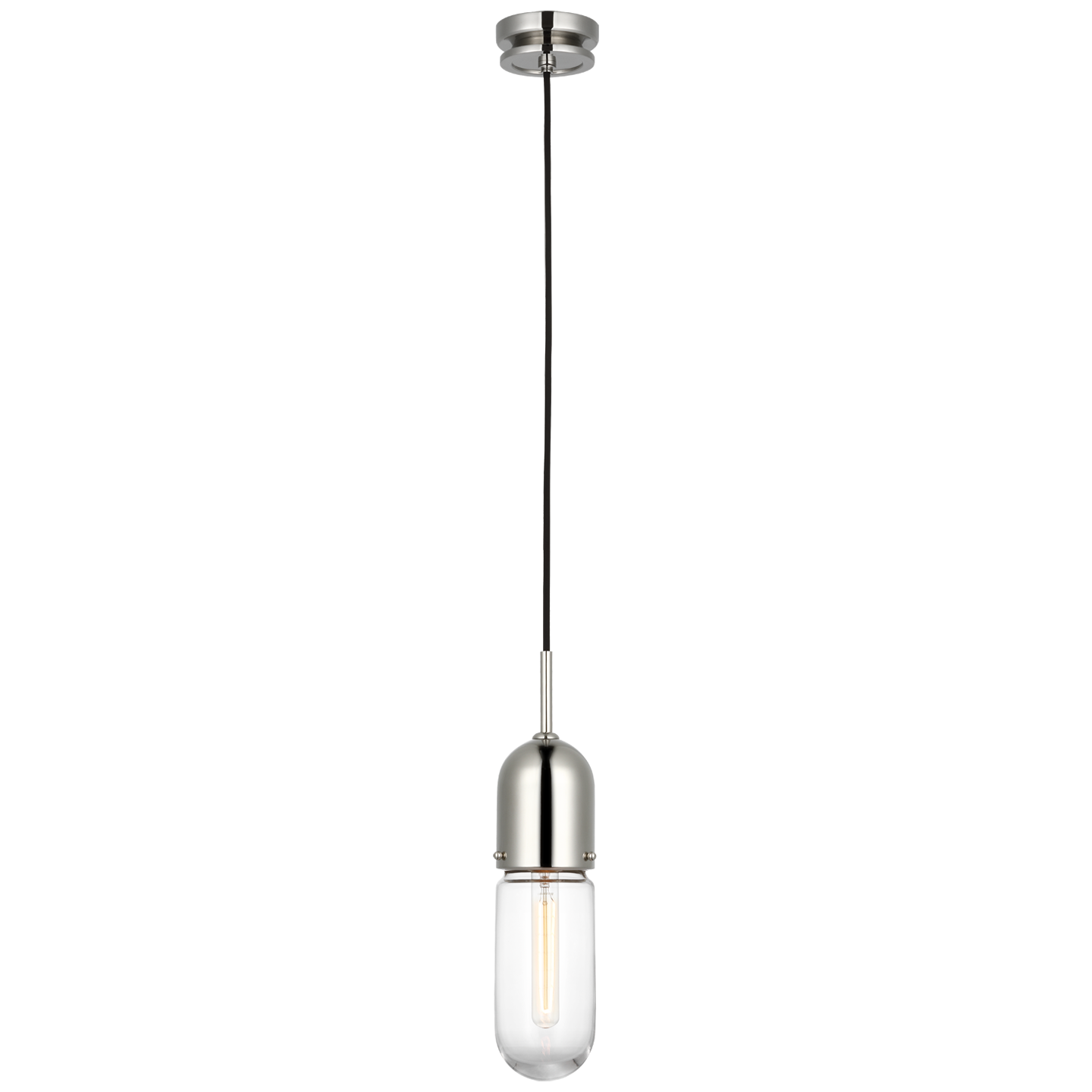 Junio Single Light Pendant Polished Nickel Clear Glass