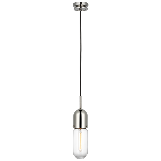 Junio Single Light Pendant Polished Nickel Clear Glass