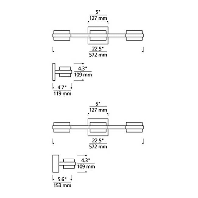 Kamden 3-Light Bath Bar - Diagram