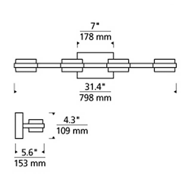 Kamden 4-Light Bath Bar - Diagram