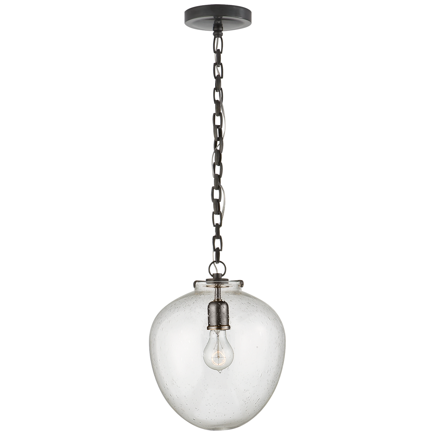 Katie Acorn Pendant - Hand-Rubbed Antique Brass Finish Seeded Glass
