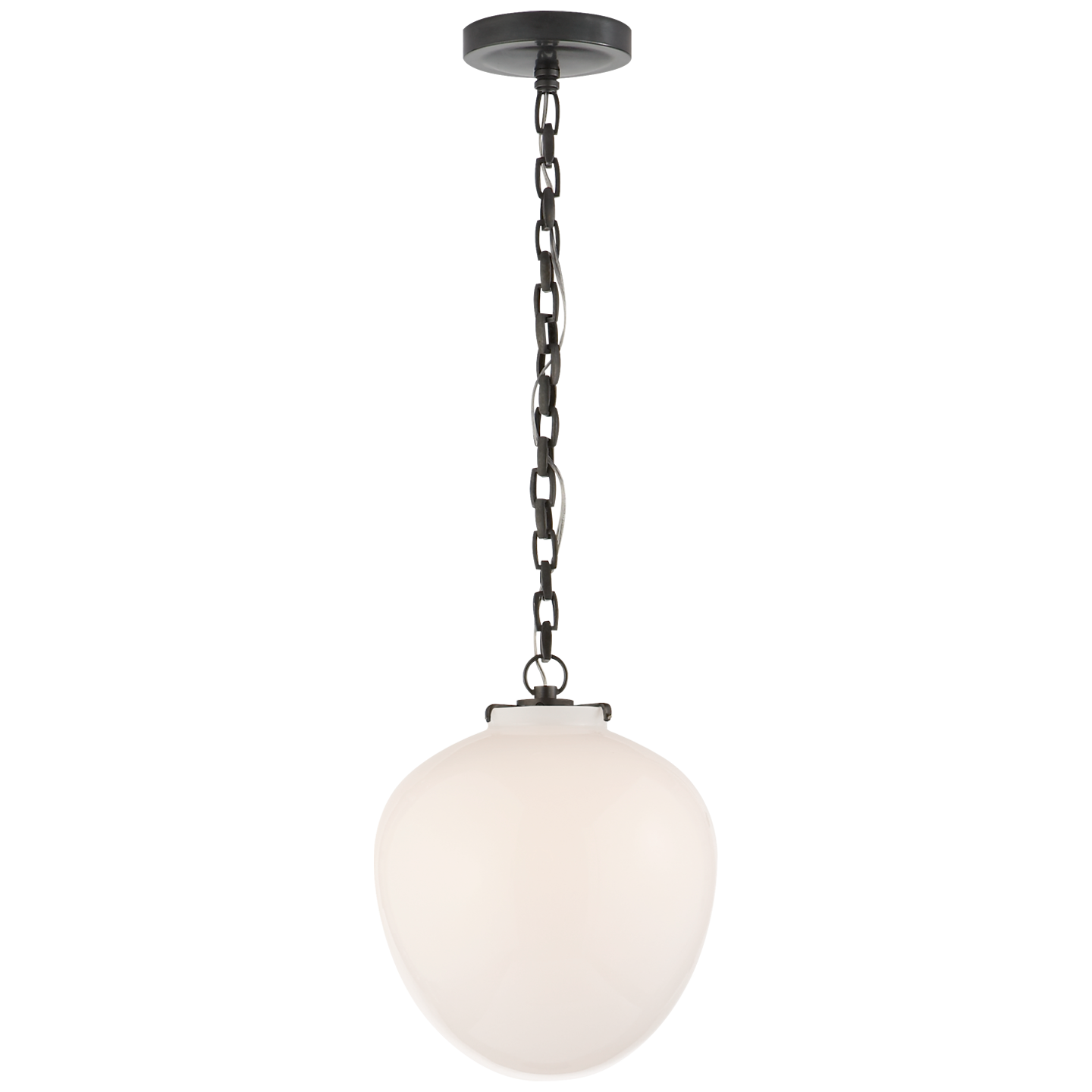 Katie Acorn Pendant - Hand-Rubbed Antique Brass Finish White Glass