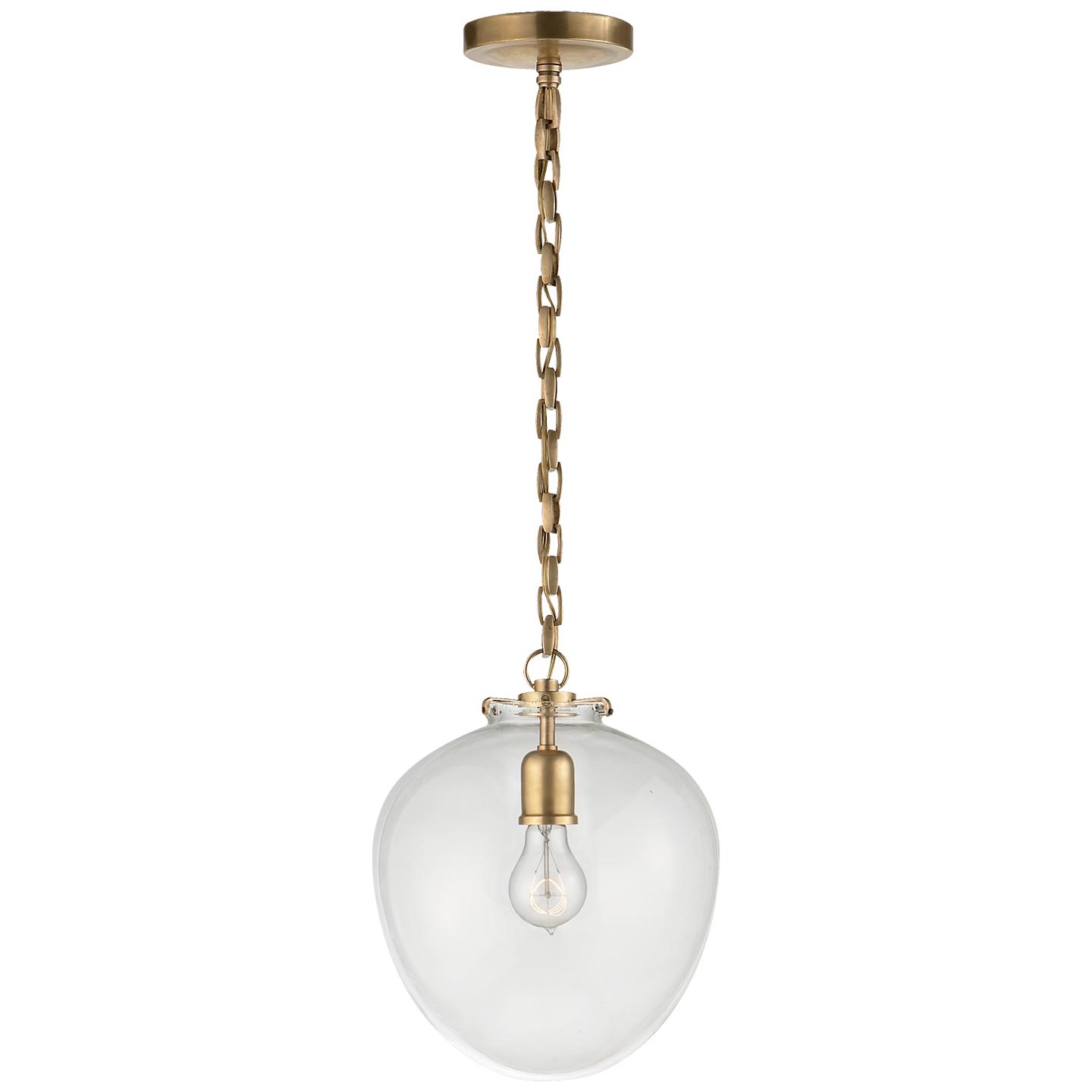 Katie Acorn Pendant - Hand-Rubbed Antique Brass Finish Clear Glass