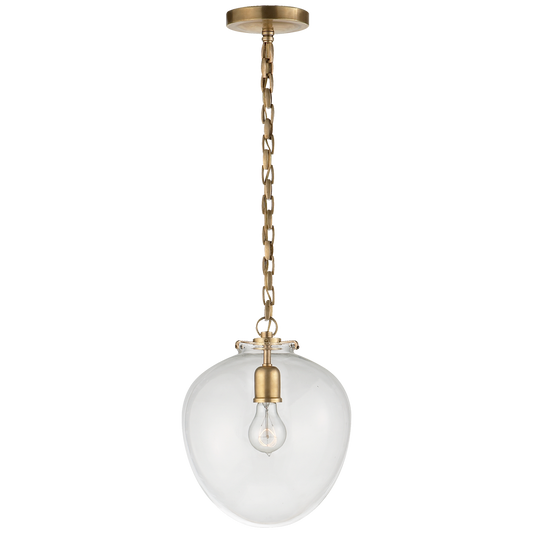 Katie Acorn Pendant - Hand-Rubbed Antique Brass Finish Clear Glass