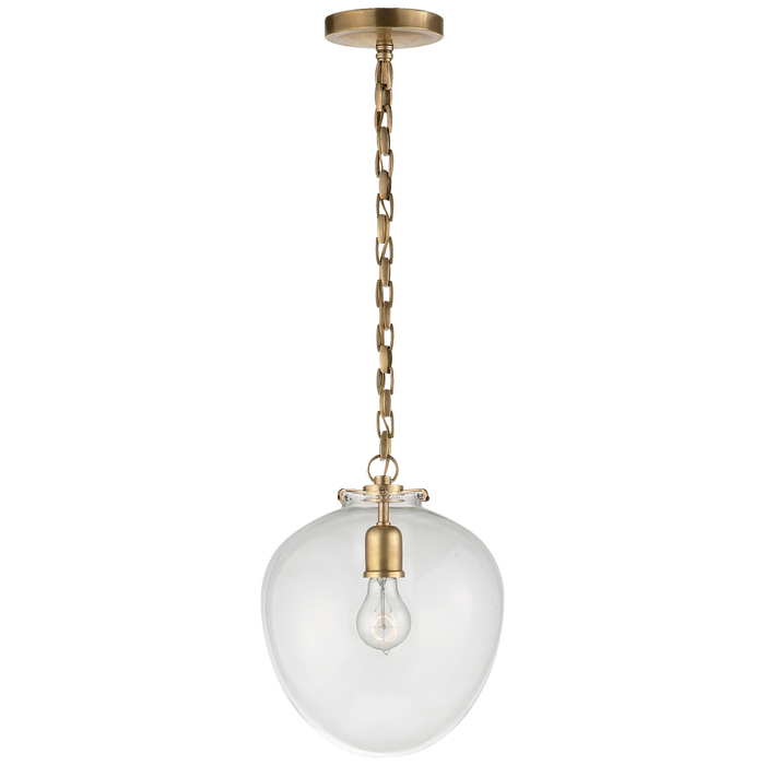 Katie Acorn Pendant - Hand-Rubbed Antique Brass Finish Clear Glass