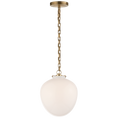 Load image into Gallery viewer, Katie Acorn Pendant - Hand-Rubbed Antique Brass Finish White Glass
