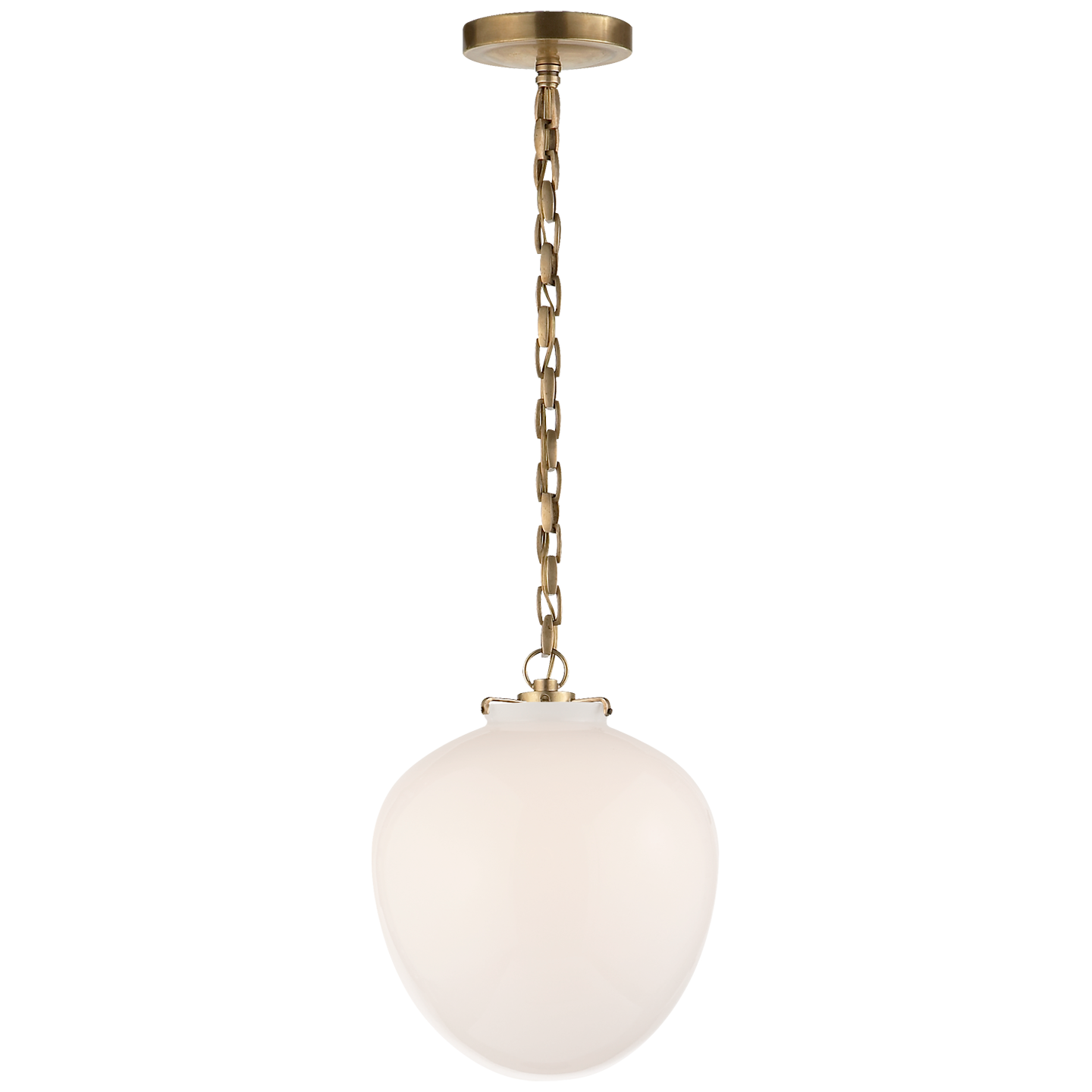 Katie Acorn Pendant - Hand-Rubbed Antique Brass Finish White Glass