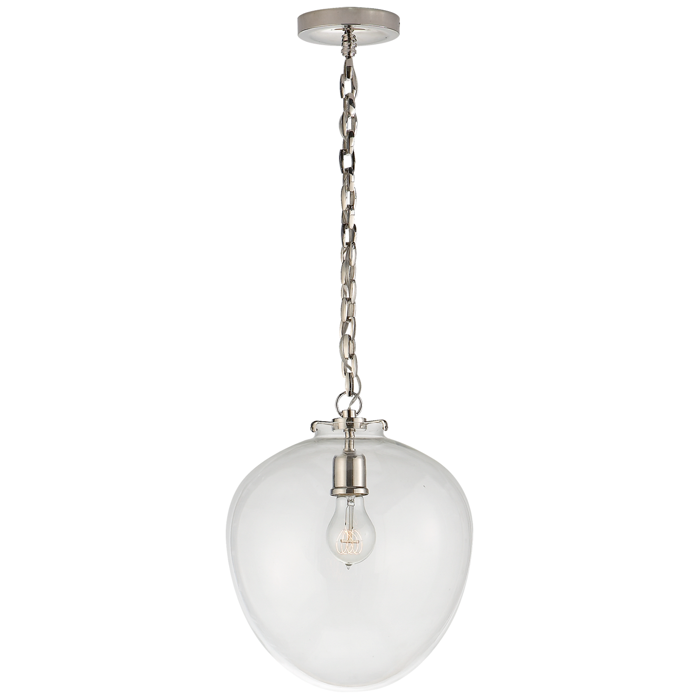 Katie Acorn Pendant - Polished Nickel Finish Clear Glass