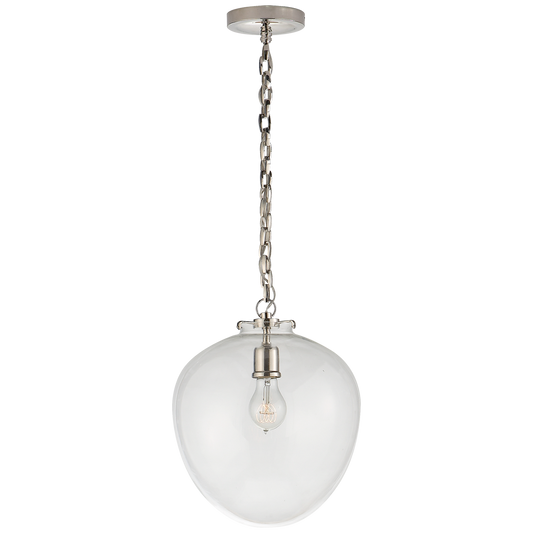 Katie Acorn Pendant - Polished Nickel Finish Clear Glass