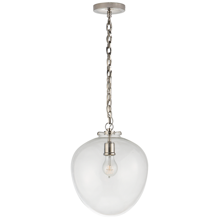 Katie Acorn Pendant - Polished Nickel Finish Clear Glass