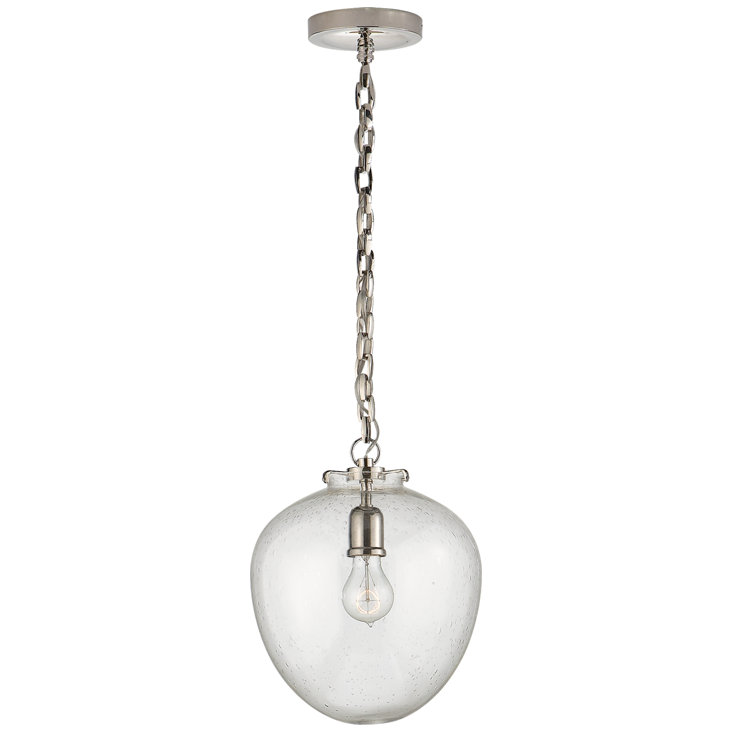 Katie Acorn Pendant - Polished Nickel Finish Seeded Glass