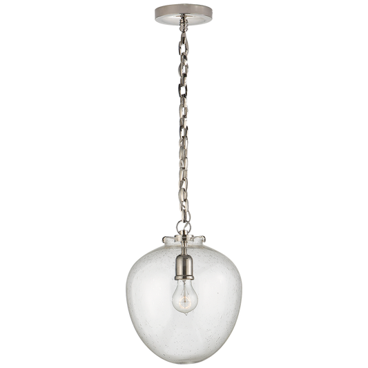 Katie Acorn Pendant - Polished Nickel Finish Seeded Glass