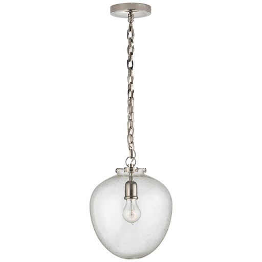 Katie Acorn Pendant - Polished Nickel Finish Seeded Glass