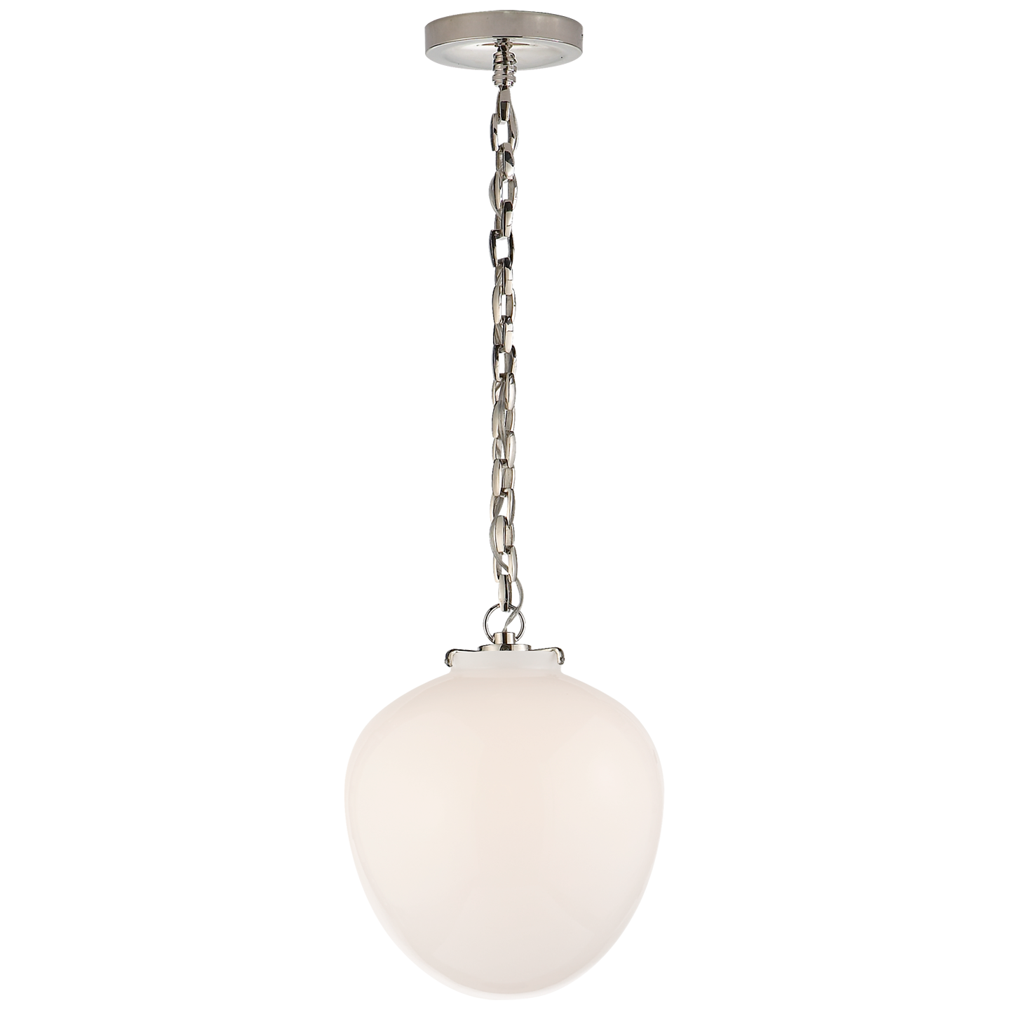 Katie Acorn Pendant - Polished Nickel Finish White Glass