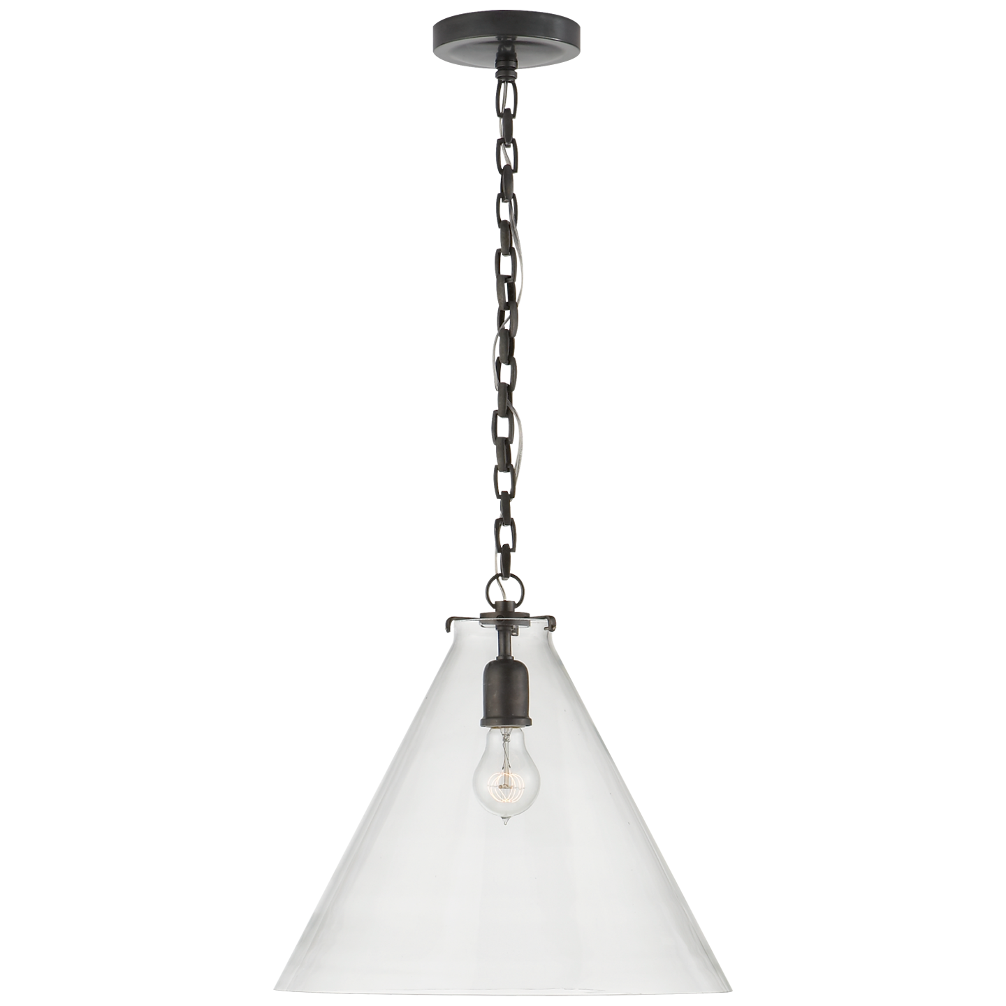 Katie Conical Pendant - Bronze Finish Clear Glass