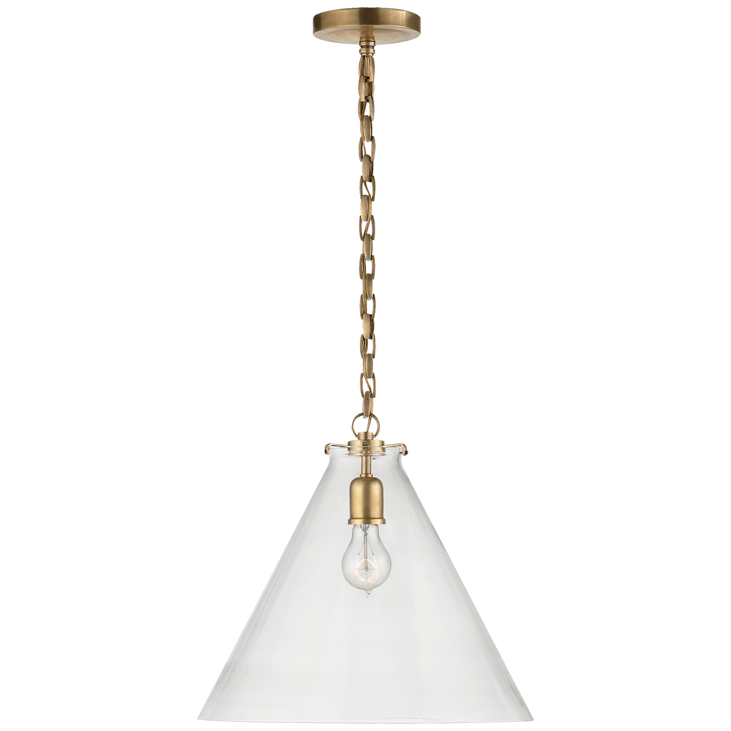 Katie Conical Pendant - Hand-Rubbed Antique Brass Finish Clear Glass 